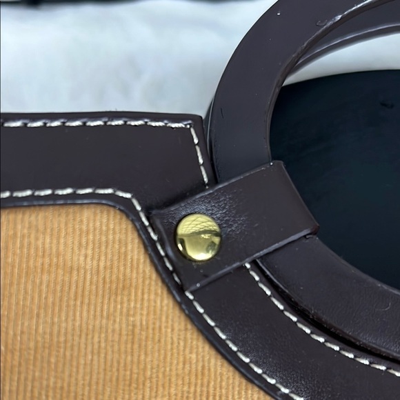 Vintage Elegant Tan and Brown Corduroy Women's Bag  with faux leather from Relic - Picture 5 of 11